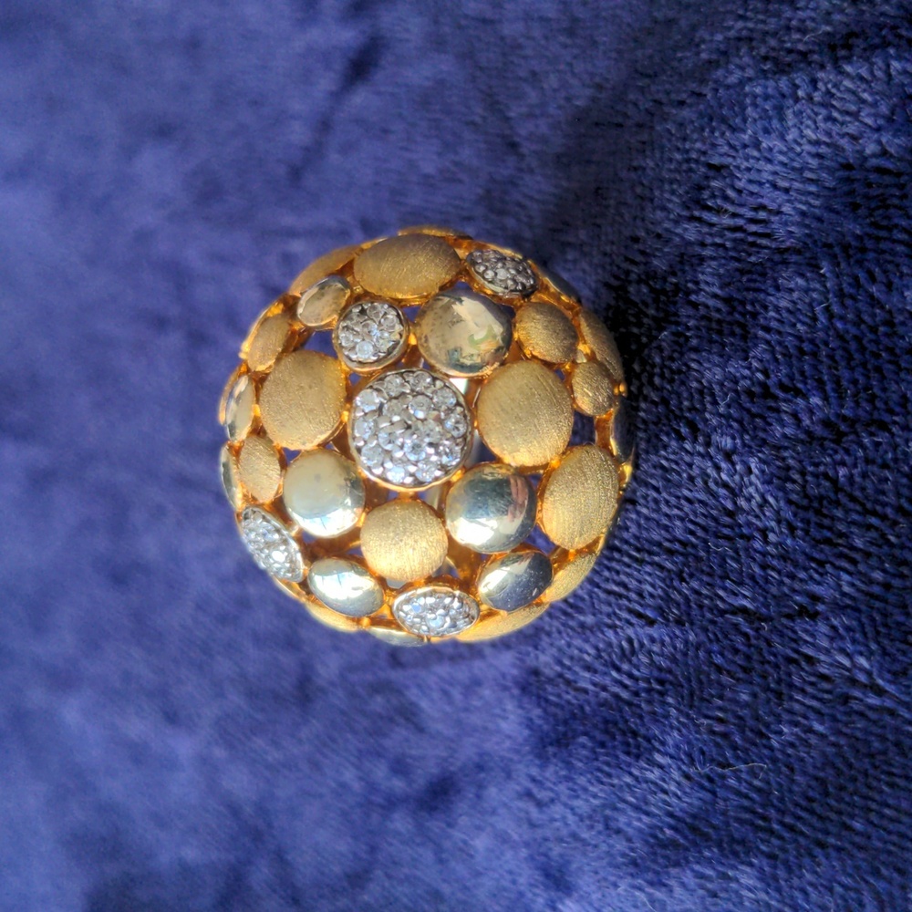 Vintage 925 sterling silver Art Deco dome ring, gold plated